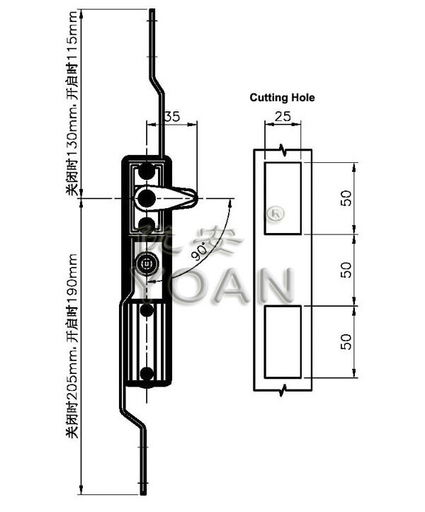 High security mortise lock multi-point door handle lock electric cabinet locks