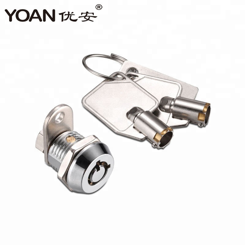 Chrome plated 7 pin security brass special tubular key cylinder box door mini cam lock for network cabinet and computer