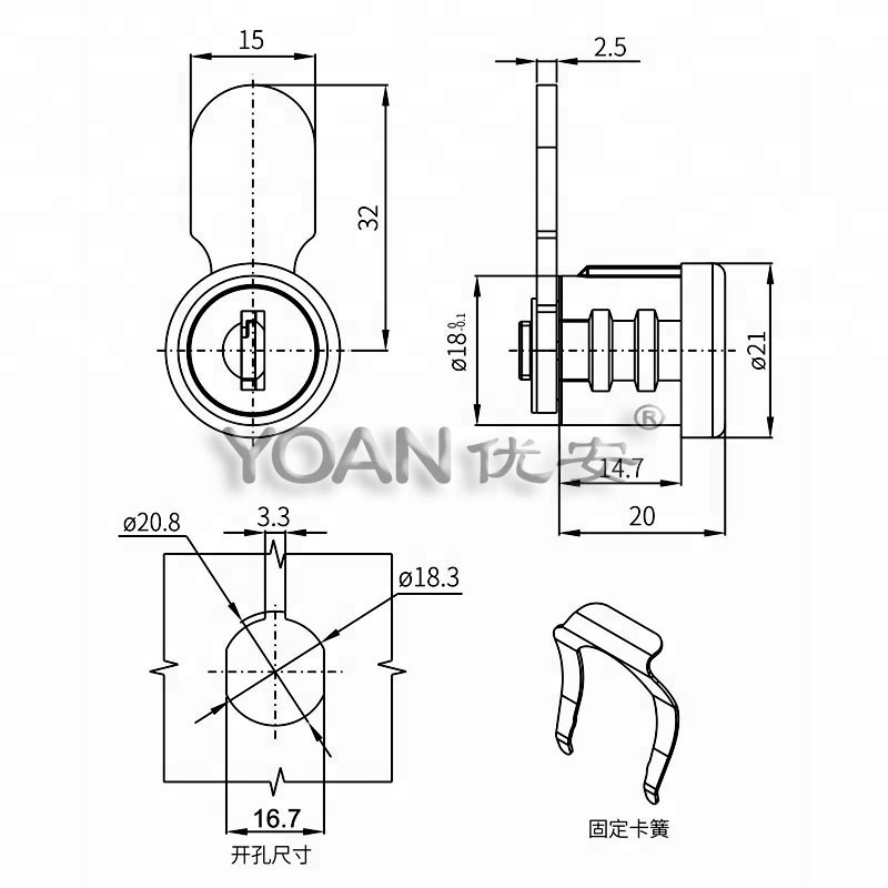 Security cabinet door lock cylinder brass locker lock for strongbox mailbox lock