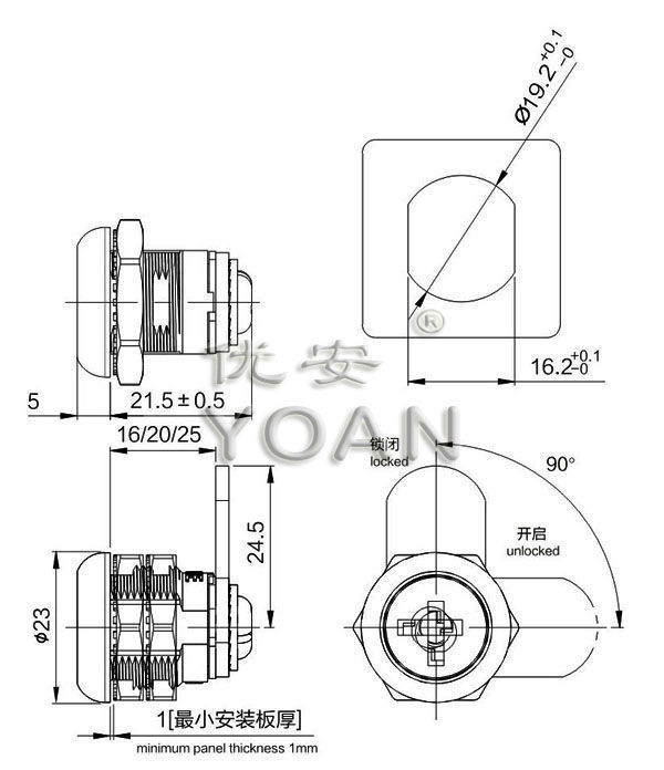 16mm 20mm 25mm cheap and durable mailbox cam lock for letter box file cabinet advertising cabinet door