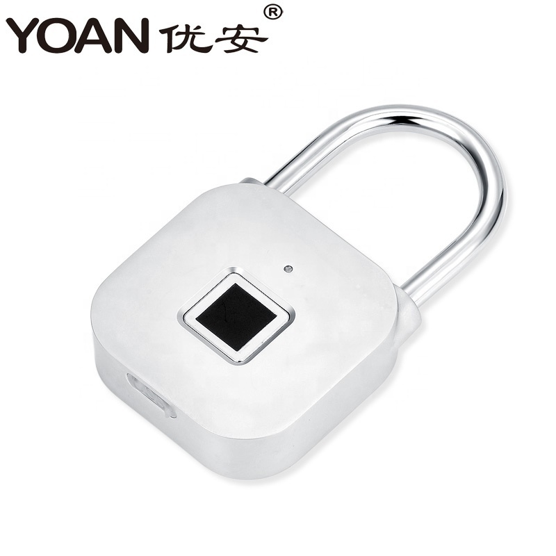 Fingerprint silver zinc-alloy intelligent padlock with APP for cabinet locker