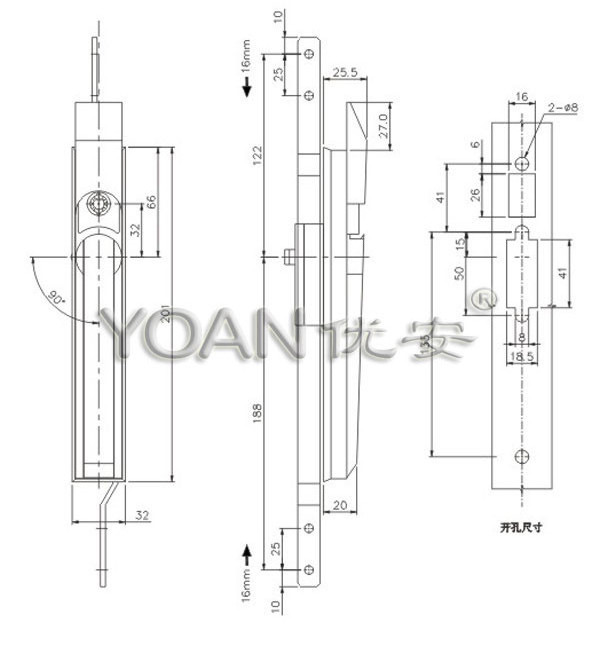 the latest technology rod control lock with swing handle for electrical and telecommunication cabinet box