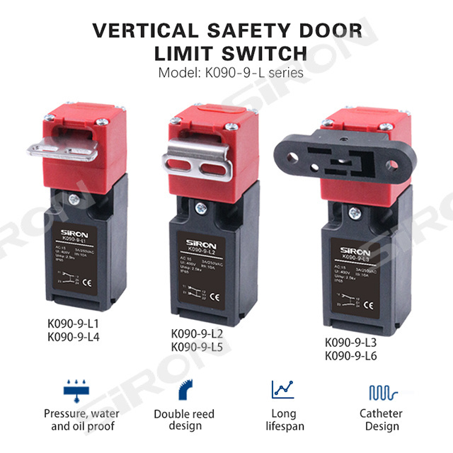 SiRON K090-9-L Series Hot Sell Waterproof Limit and Safety Door Interlock Latch Switches Vertical Interlock Safety Limit Switch