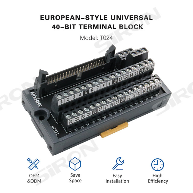 SiRON T022/T023/T024 Suitable PLC small size design 20/34/40 pin european general din rail terminal block