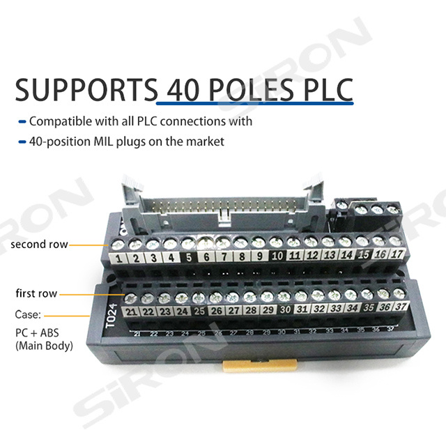 SiRON T022/T023/T024 Suitable PLC small size design 20/34/40 pin european general din rail terminal block