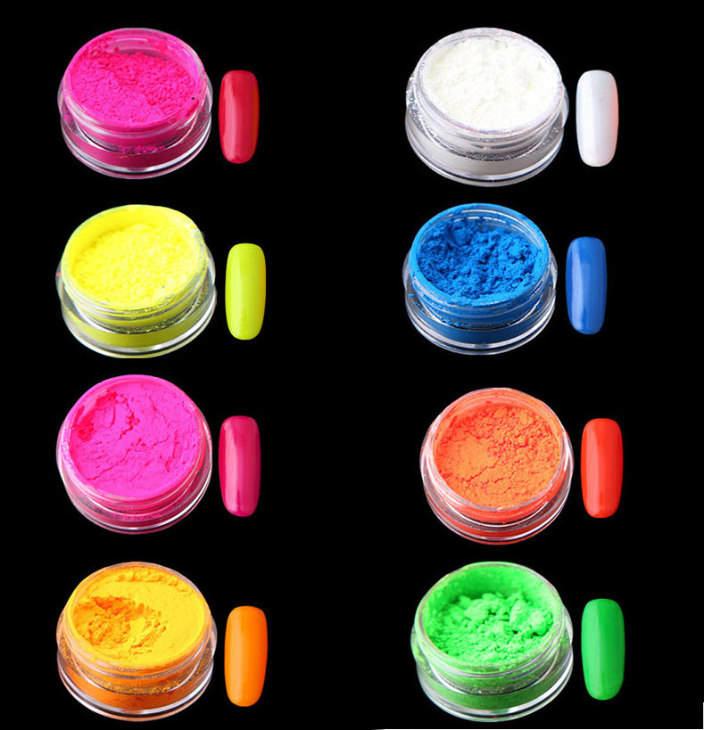 Hot 12colors glow in the dark powder Nail Dust  fluorescence powder painting many colors  neon pigment