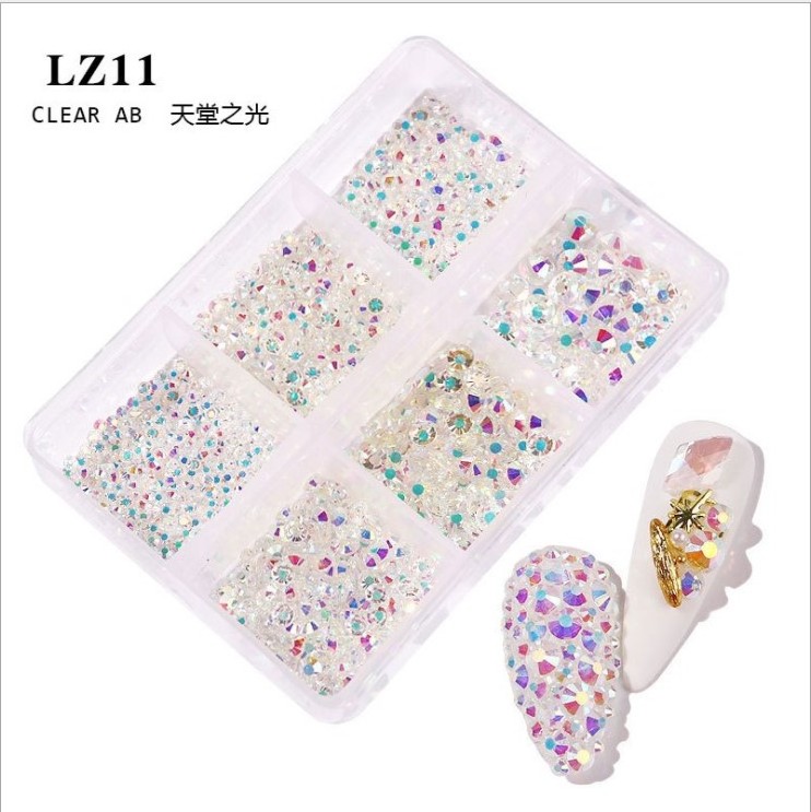 2021 nail stones 3168pcs Multi-size  Crystal AB 3d Manicure Nail Art Accessories Nail Rhinestones Decorations