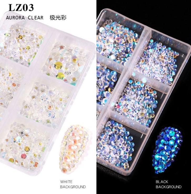 2021 nail stones 3168pcs Multi-size  Crystal AB 3d Manicure Nail Art Accessories Nail Rhinestones Decorations