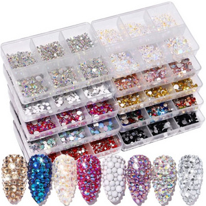 2021 nail stones 3168pcs Multi-size  Crystal AB 3d Manicure Nail Art Accessories Nail Rhinestones Decorations