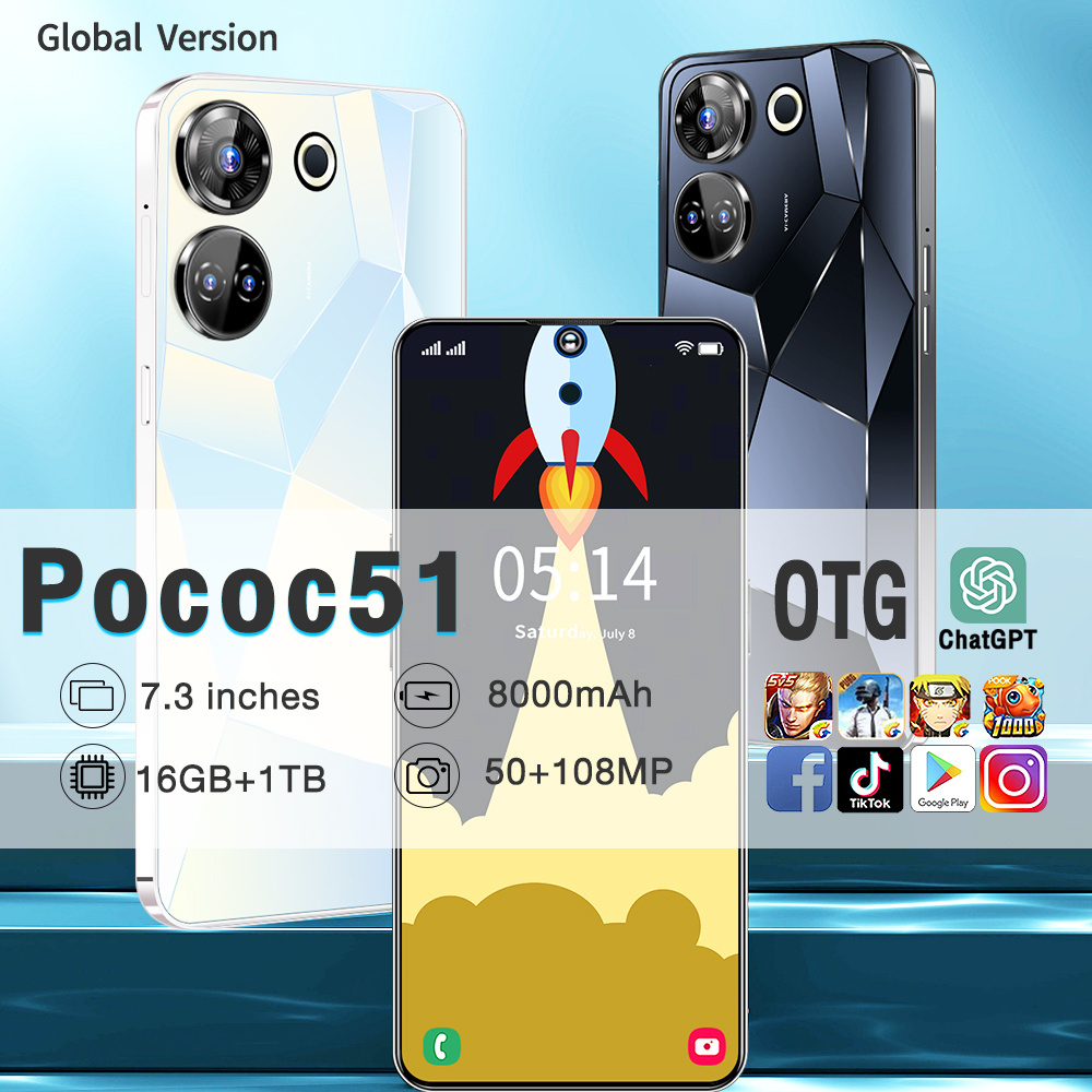 2023 Original phone Pococ51  Android Smartphones 10-Core 5G LET Cellphones OTG Mobile phone