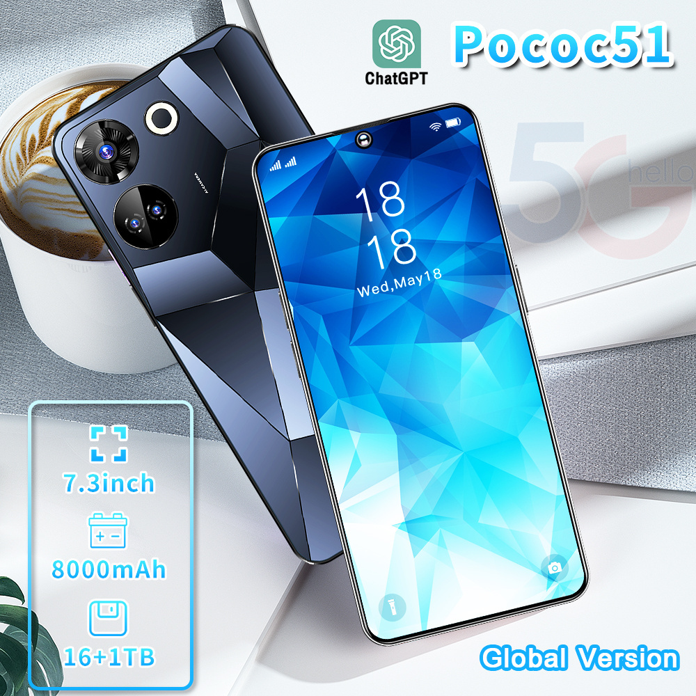 2023 Original phone Pococ51  Android Smartphones 10-Core 5G LET Cellphones OTG Mobile phone