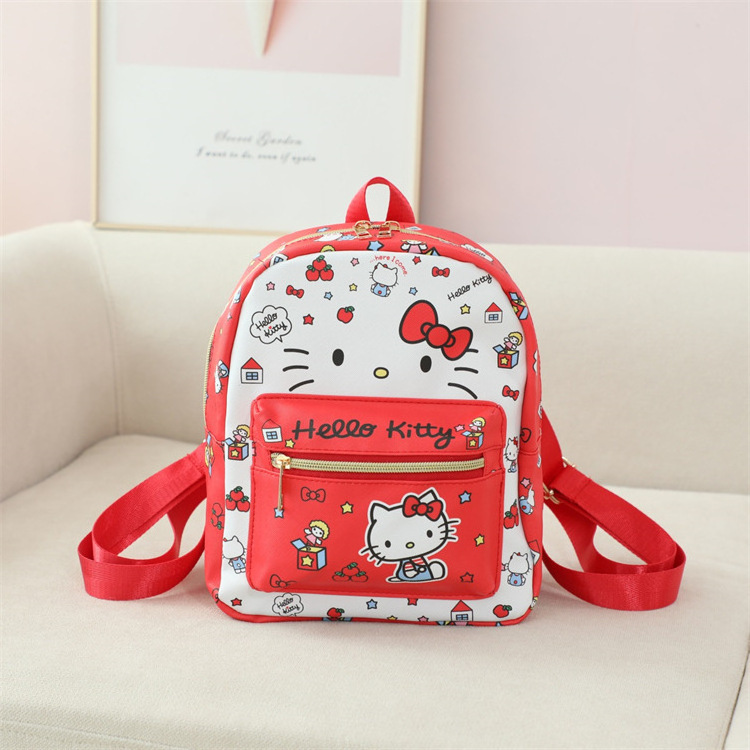 Sanrio Kitty Kuromi Cinnamoroll Kawaii PU Backpacks Cute Cartoon My Melody Pochacco Pompom Purin Storage School Bag