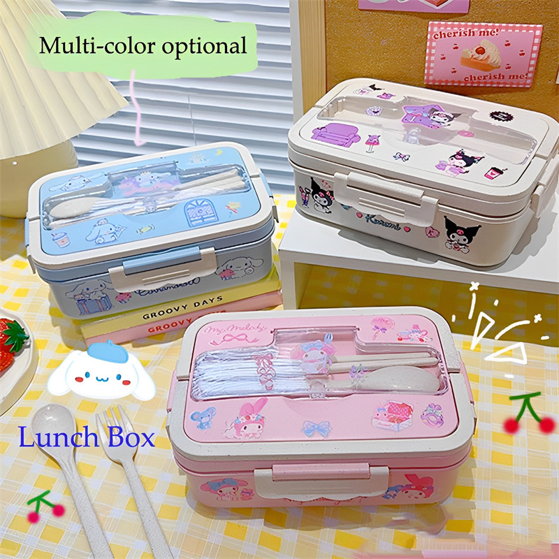 Kawaii Sanrio Kuromi Fresh-Keeping Box Cartoon Cinnamoroll Large-Capacity Lunch Box Food-Grade Fruit Box Student Tableware