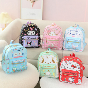 Sanrio Kitty Kuromi Cinnamoroll Kawaii PU Backpacks Cute Cartoon My Melody Pochacco Pompom Purin Storage School Bag