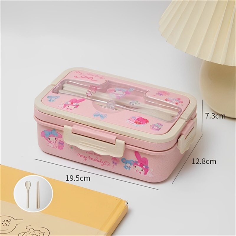 Kawaii Sanrio Kuromi Fresh-Keeping Box Cartoon Cinnamoroll Large-Capacity Lunch Box Food-Grade Fruit Box Student Tableware