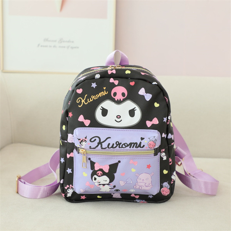 Sanrio Kitty Kuromi Cinnamoroll Kawaii PU Backpacks Cute Cartoon My Melody Pochacco Pompom Purin Storage School Bag