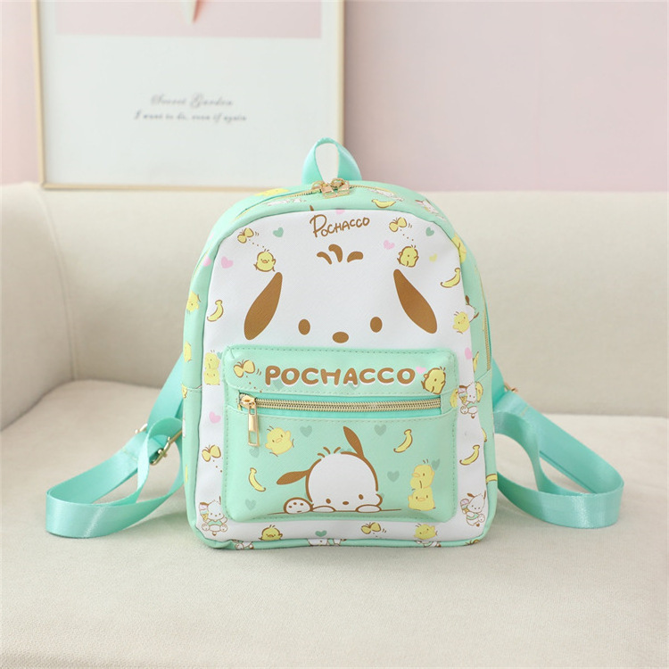 Sanrio Kitty Kuromi Cinnamoroll Kawaii PU Backpacks Cute Cartoon My Melody Pochacco Pompom Purin Storage School Bag