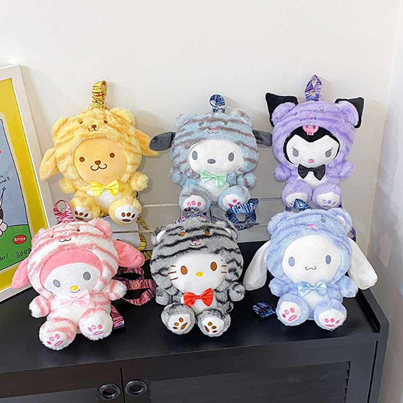 22cm Kawaii Cinnamoroll Sanrio Plush Bag My Melody Anime Backpack Kt Cat Shoulder Bags Purin Dog Plushie Backpack for Girls Kids