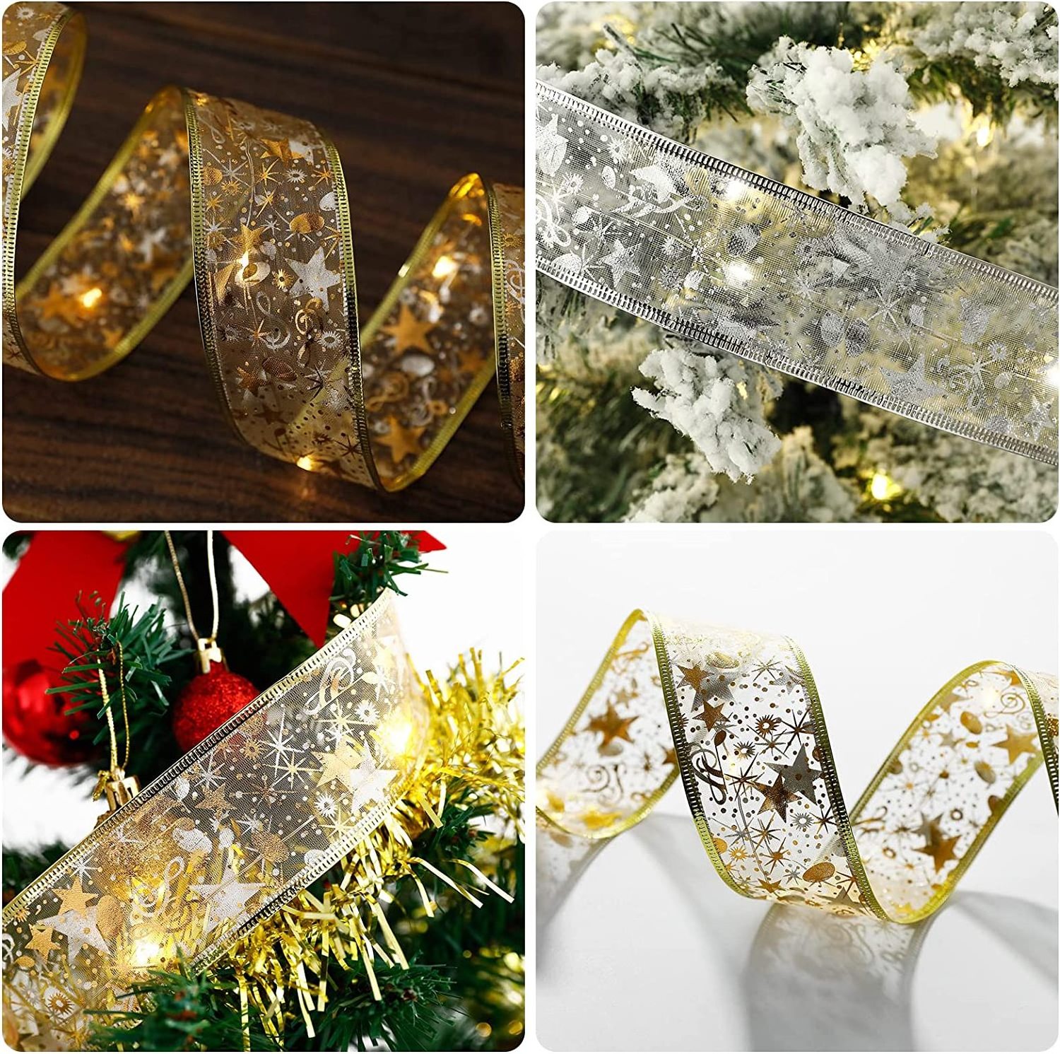 40 LED Fairy Lights 4M AA Dry Battery LED Christmas Tree Ornament Light Silk fancy Ribbon String Lights for Decoration