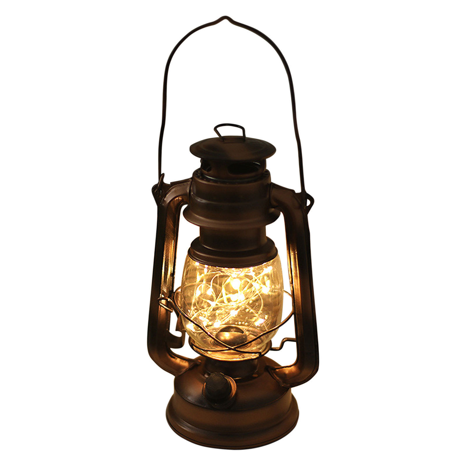 Farmhouse Rustic Accent Kerosene Dietz Electric Lantern Oil Lamp with Edison LED Bulb Black Matte Nightstand Table Lamps Antique