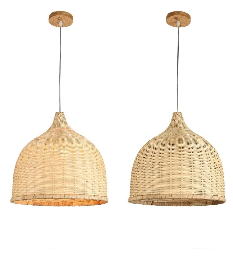 Wholesale Rattan Seagrass Lamp Shade Bamboo Cage Wicker Weaving Ceiling Chandelier Pendant Lighting Natural Bamboo Pendant Light