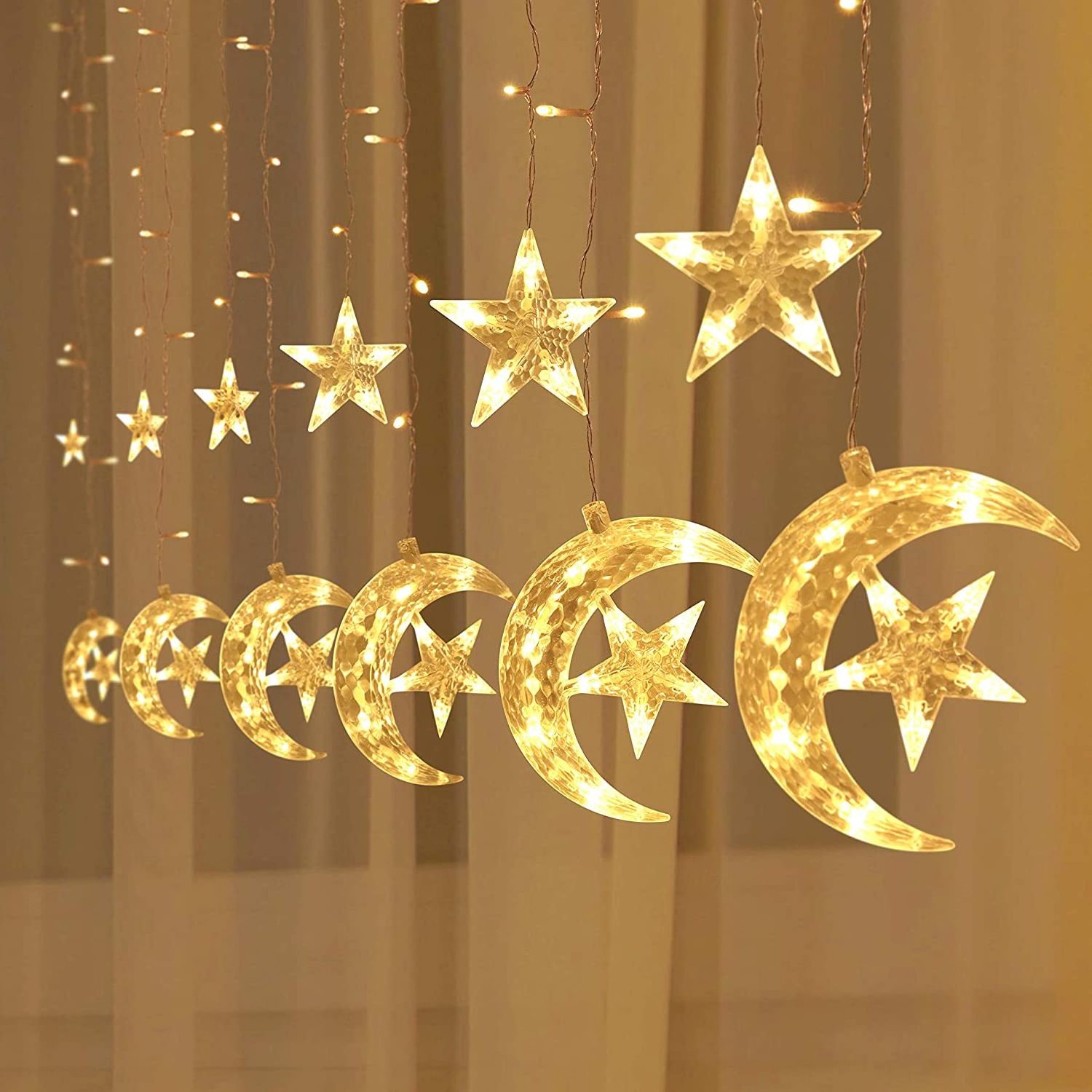 LED Fairy Lights 3.5m Star Moon LED Curtain Lights Garland Wedding Decorative Lamp for Home Garden Christmas Window Curtain