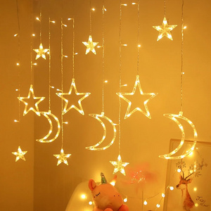 LED Fairy Lights 3.5m Star Moon LED Curtain Lights Garland Wedding Decorative Lamp for Home Garden Christmas Window Curtain