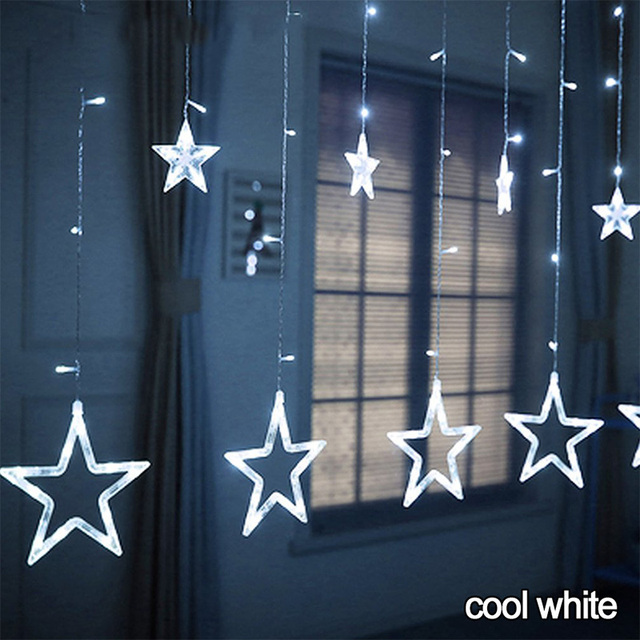 LED Fairy Lights 3.5m Star Moon LED Curtain Lights Garland Wedding Decorative Lamp for Home Garden Christmas Window Curtain