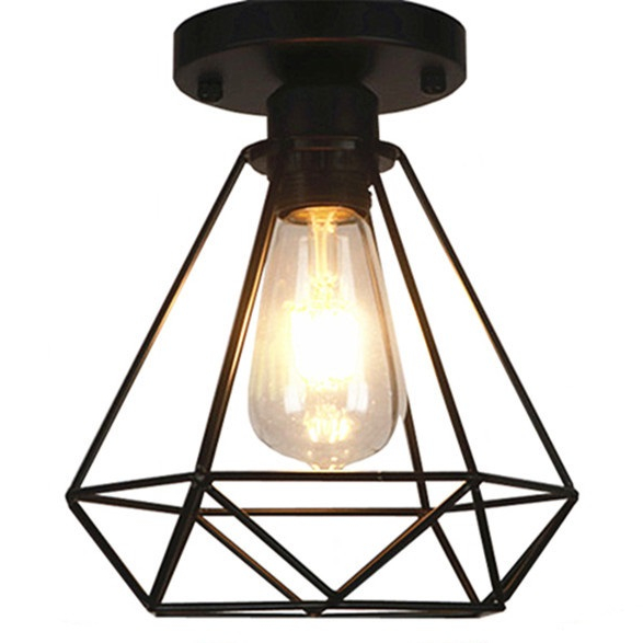 Modern Industrial LED Lights Metal Cage Pendant Ceiling Lamp Chandelier Lighting Fixtures Vintage Hanging Light Living Room E27