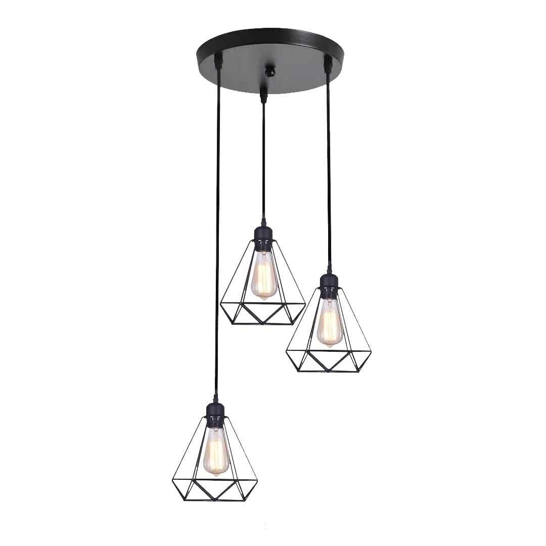 Industrial Geometric Wire Cage Shade Metal Ceiling Pendant Light