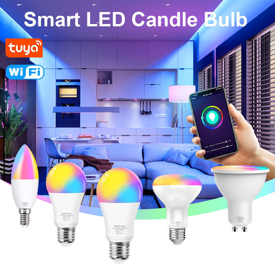 Alexa Google Home voice control 110-240v Smart Bulb RGB Wifi Smart Bulb remote Control 9w E27 E26 B22 A60 LED Tuya Smart Bulb