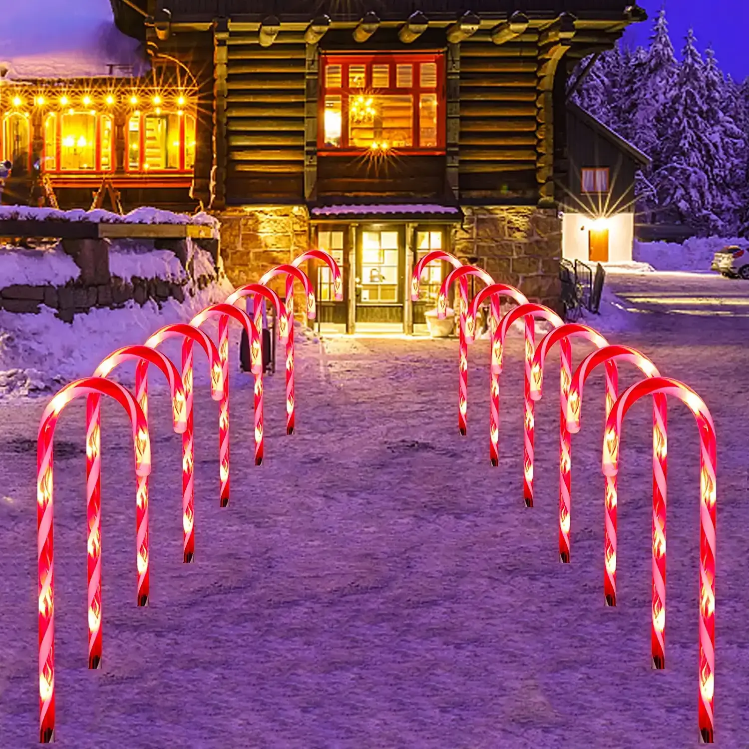 10 Pieces Christmas LED Lollipop String Lights Red White Outdoor Christmas Lights LED Garden Stake Lights