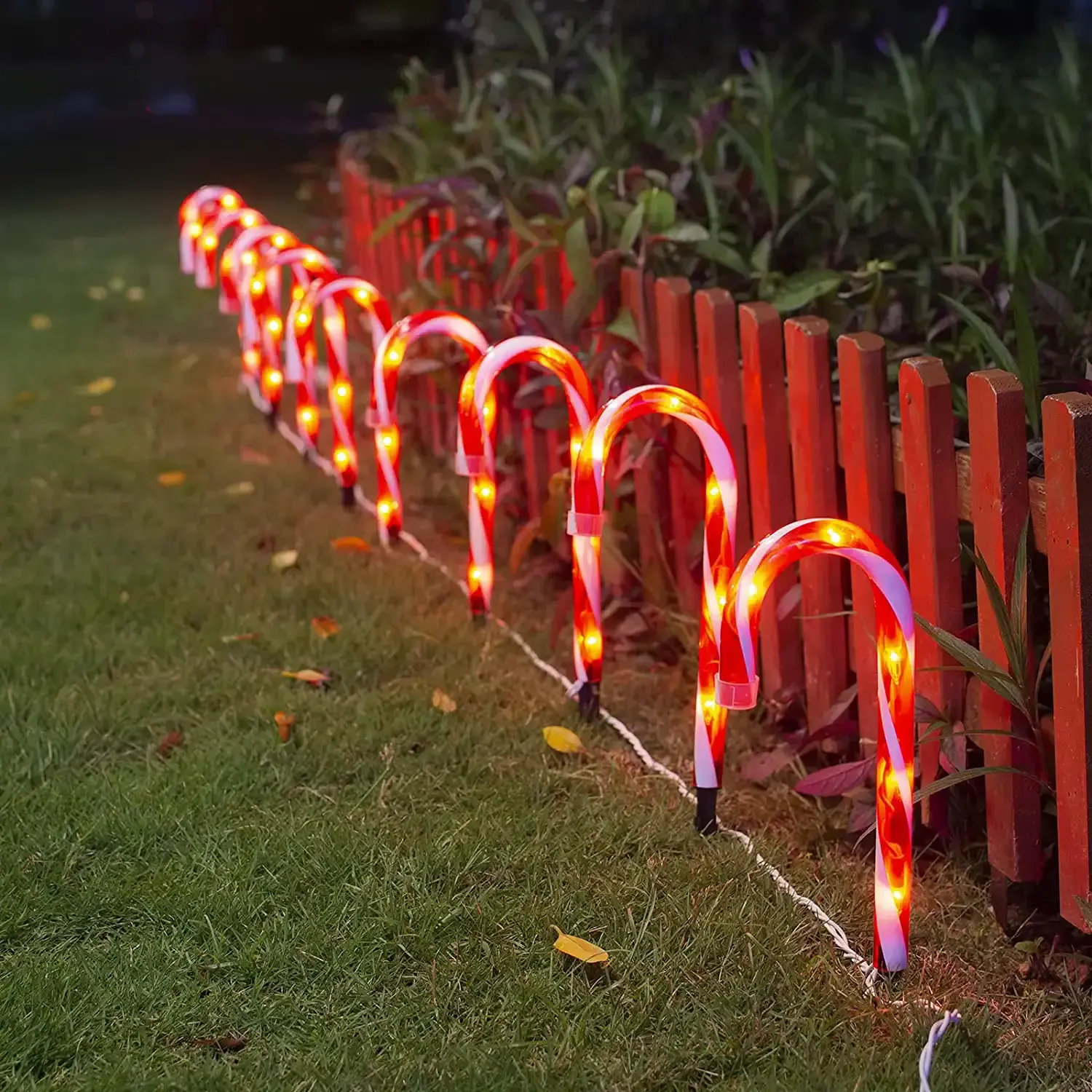 10 Pieces Christmas LED Lollipop String Lights Red White Outdoor Christmas Lights LED Garden Stake Lights