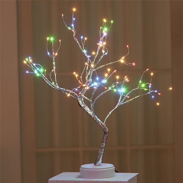 LED Copper Wire Shimmer Tree Light 108 LED 36 LED Pearl Battery USB Touch Switch Night Light Bonsai Tree Light Table Tree Lamp