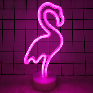 Custom Usb Animals Flamingo Dolfin Fruits Lips Heart Sign Shape Led Neon Decoration Lamp Wall Acryl Hanging Art Sign Night Light