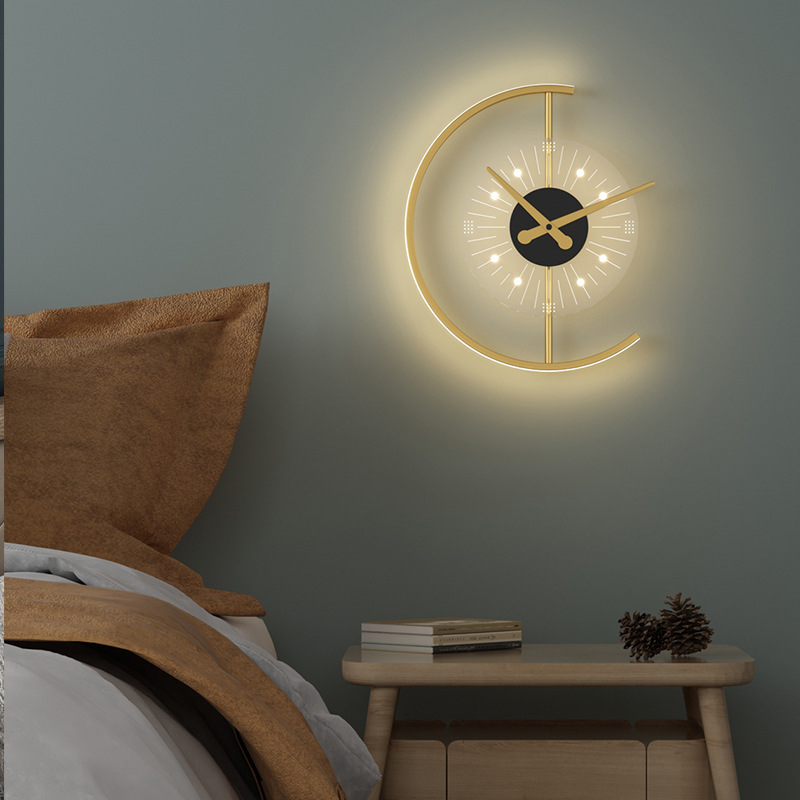 Nordic Rechargeable Living Room Bedroom Bedside Wall Sconce Indoor Round Luxury Hotel Wall Light Modern Clock Led Wall Lamps