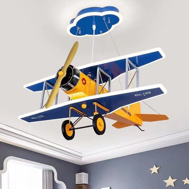 Aircraft Model Children Cartoon Led Ceiling Light With Fan Helicopter Plane Ceiling Fan With Light For Children's Bedroom