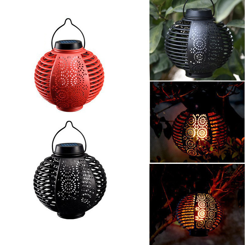 Waterproof Led Garden Solar Light Flickering Yellow Led Candle Rattan Lamp Outdoor Hanging Solar Lights