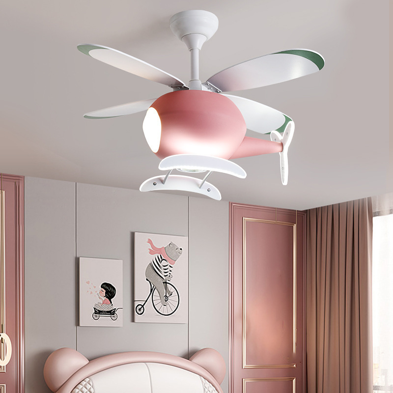 Aircraft Model Children Cartoon Led Ceiling Light With Fan Helicopter Plane Ceiling Fan With Light For Children's Bedroom