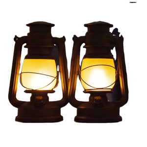 Farmhouse Rustic Accent Kerosene Dietz Electric Lantern Oil Lamp with Edison LED Bulb Black Matte Nightstand Table Lamps Antique