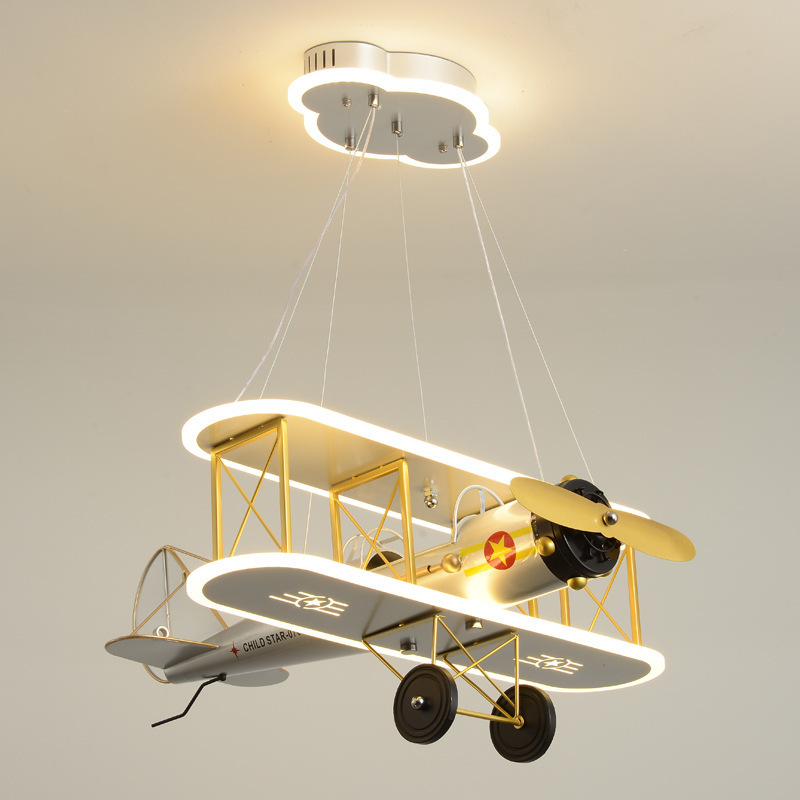 Aircraft Model Children Cartoon Led Ceiling Light With Fan Helicopter Plane Ceiling Fan With Light For Children's Bedroom