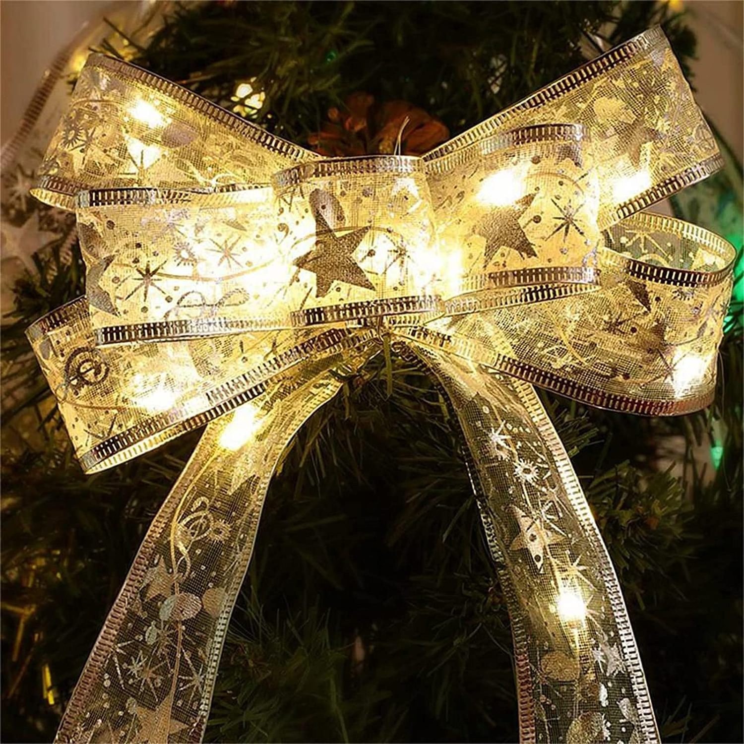 40 LED Fairy Lights 4M AA Dry Battery LED Christmas Tree Ornament Light Silk fancy Ribbon String Lights for Decoration