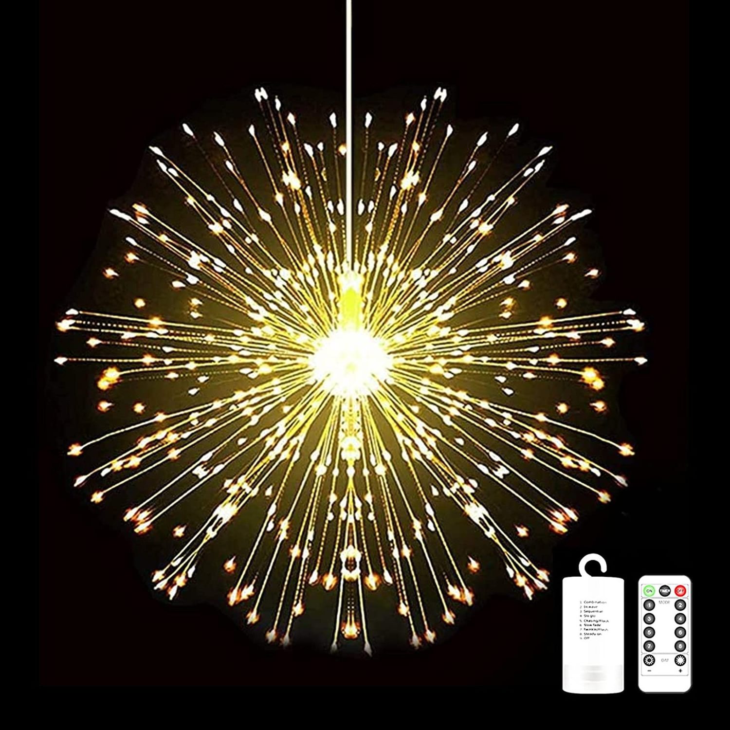 Fairy Wedding Fireworks Copper Tree Starburst String Light Battery Operated Indoor Outdoor Use Home Decoration