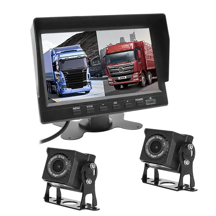 7 inch dual recording monitor 2 Channel HD  Car Monitor Kits Rear view System With Backup IR LED Camera