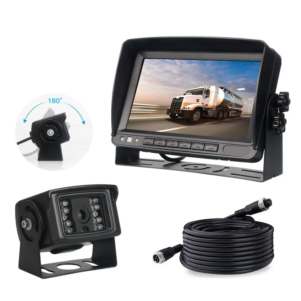 7 Inch Monitor 1080P Auto Vehicle Reverse for Bus Truck Van Trailer RV Campers Motor Heavy Duty Vehicle Truck Bus Backup Camera