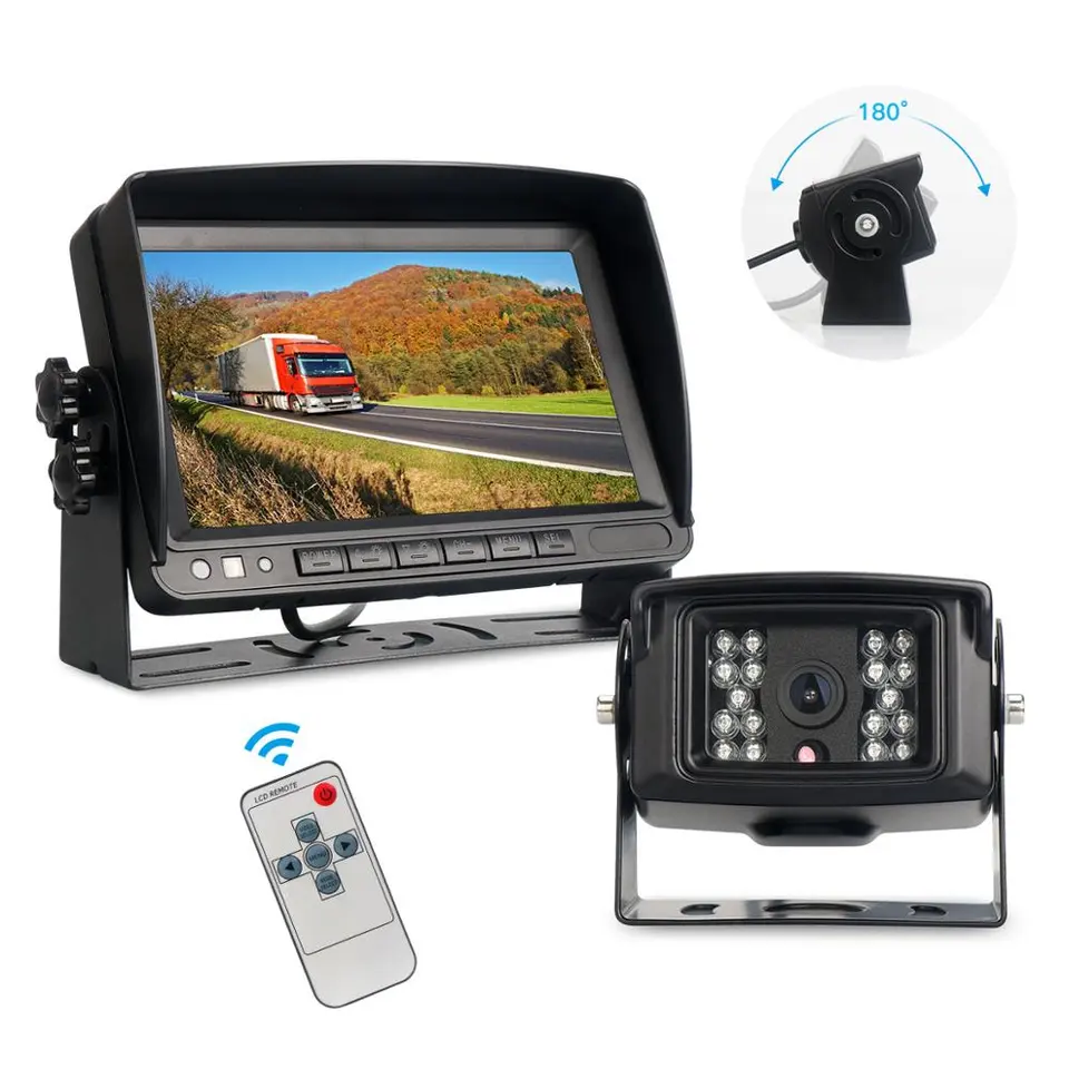 7 Inch Monitor 1080P Auto Vehicle Reverse for Bus Truck Van Trailer RV Campers Motor Heavy Duty Vehicle Truck Bus Backup Camera