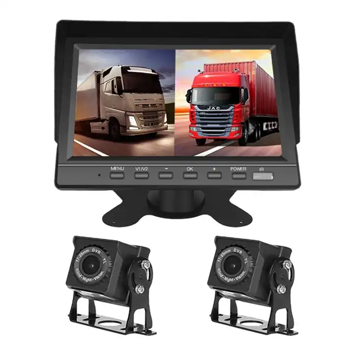 7 inch dual recording monitor 2 Channel HD  Car Monitor Kits Rear view System With Backup IR LED Camera