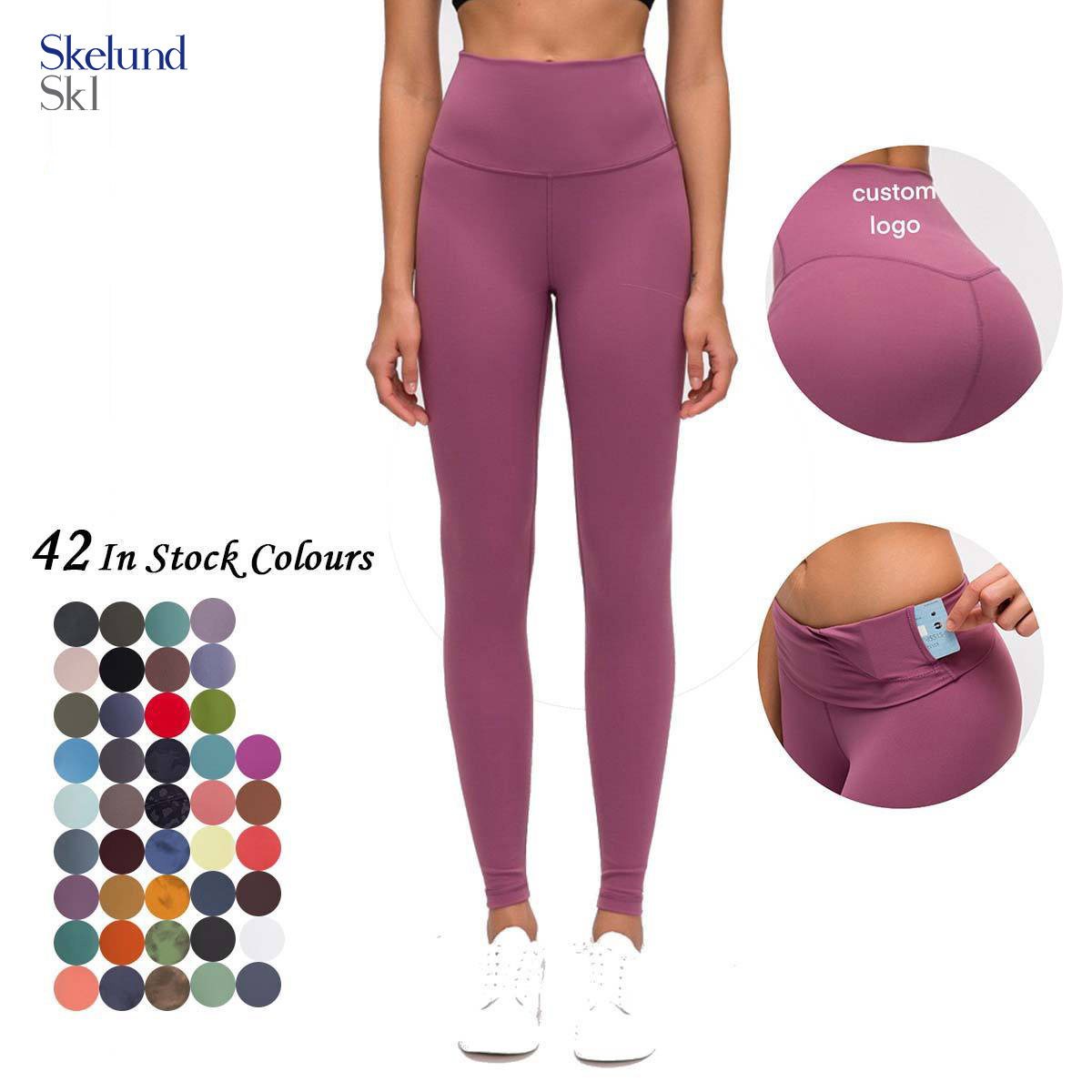 Skelund Custom Logo High Quality High Waist Breathable Fitness Lulu Leggings Sexy Yoga Pants With Pockets For Women Leggings