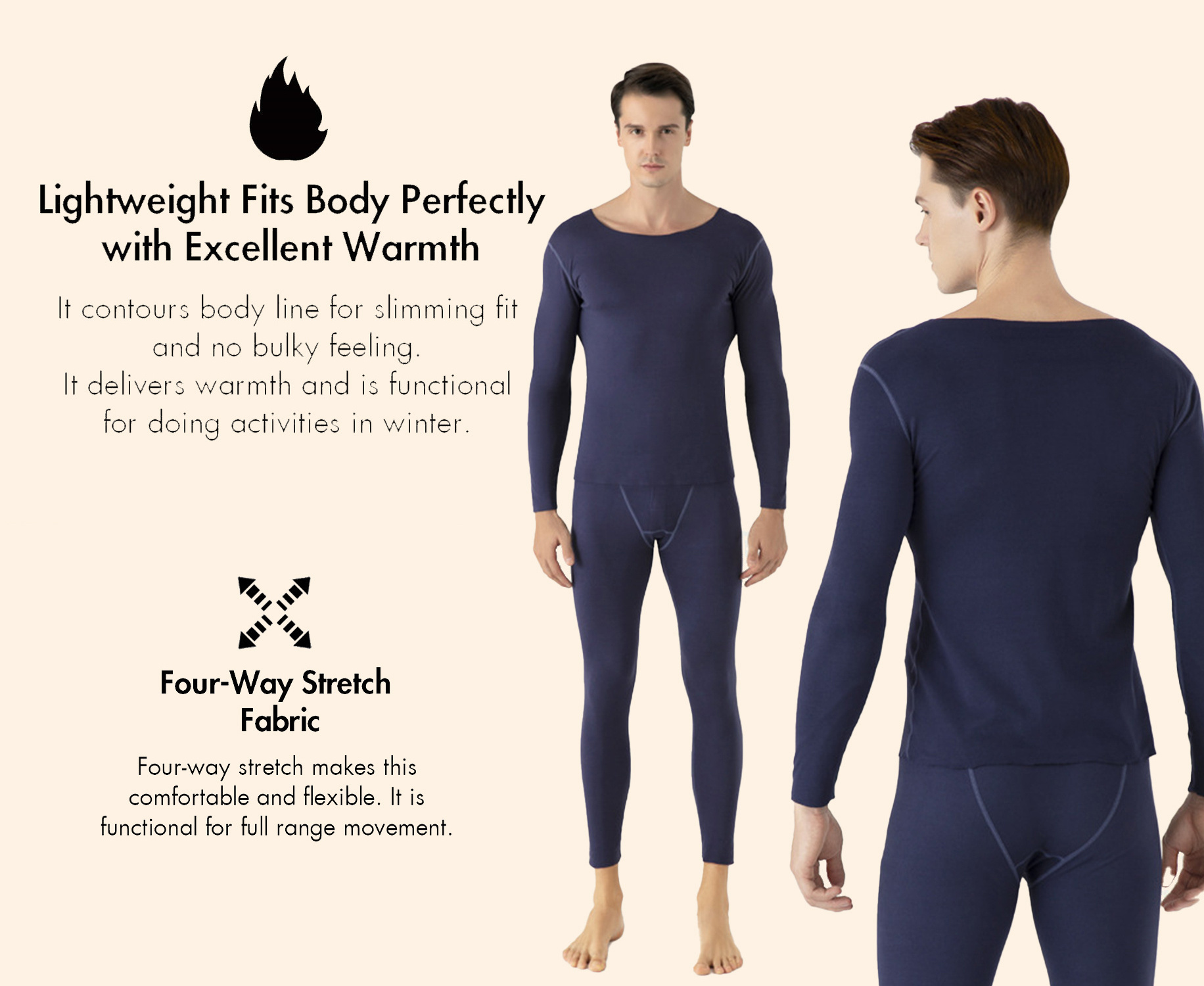 Wholesale Men Thermal Underwear Set Long Johns Thermal Underwear Winter Custom Logo Seamless Thick Thermal Underwear For Men