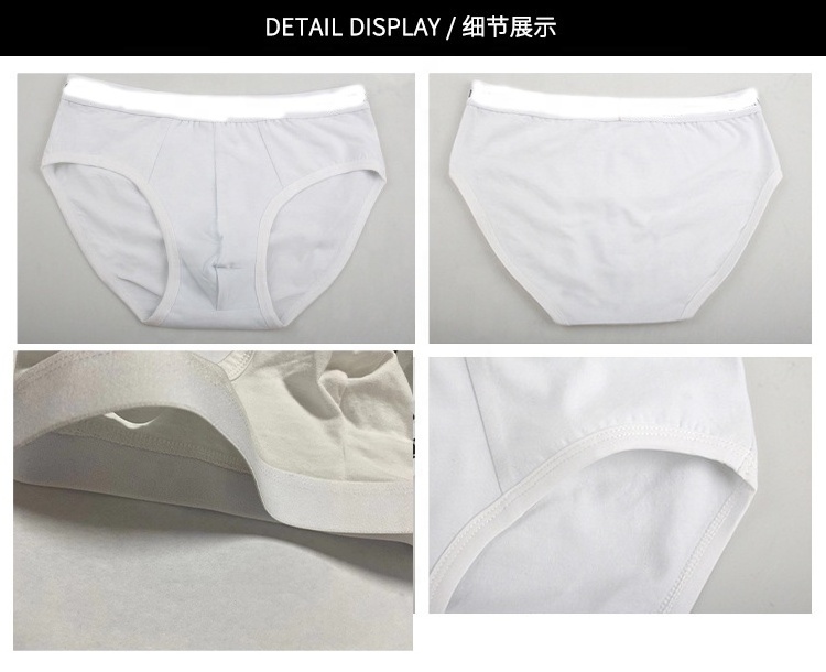 Wholesale Custom Logo White Men Cotton Stretch Low Rise Trunks Breathable Solid White Underpants Bikini Mens White Boxer Briefs